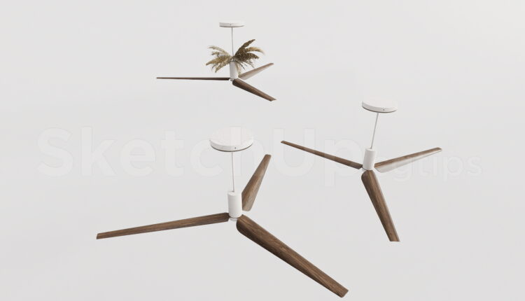21273. Modern Wooden Ceiling Fan Sketchup 3d Model Download (1)