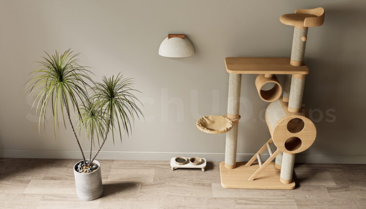 21274. Minimalist Pet Furniture Corner With Cat Tree Sketchup Model Download (2)