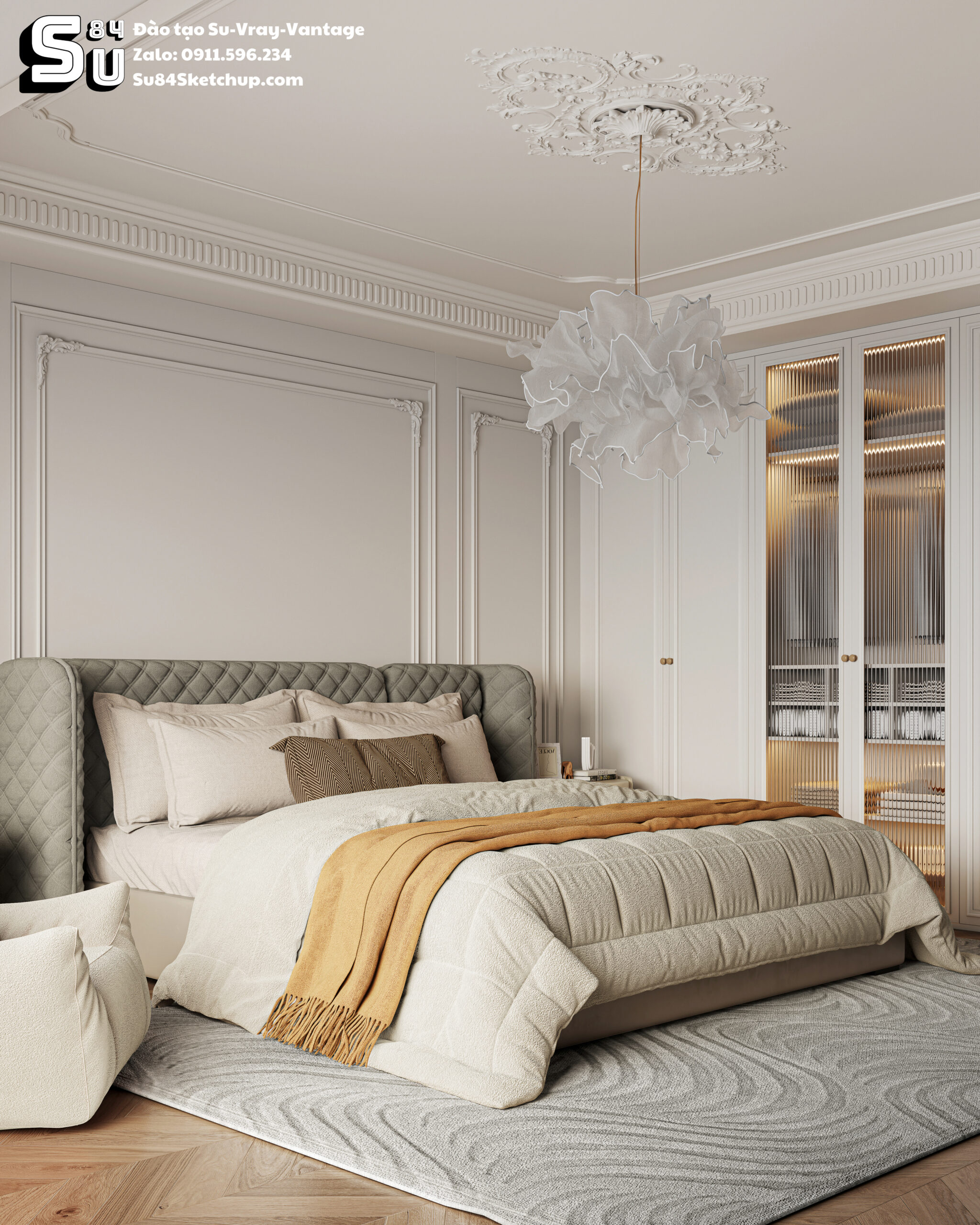 21277. Modern Classic Bedroom Interior Design Sketchup Model Tran Nam (3)