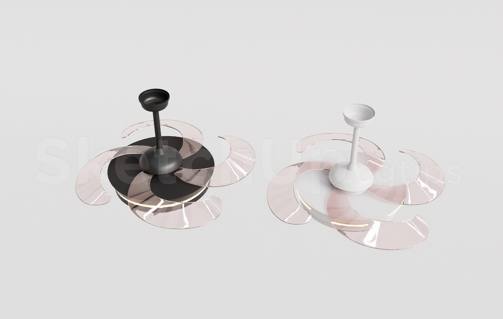 21278. Modern Decorative Ceiling Fan Sketchup 3d Model – Free Download (1)