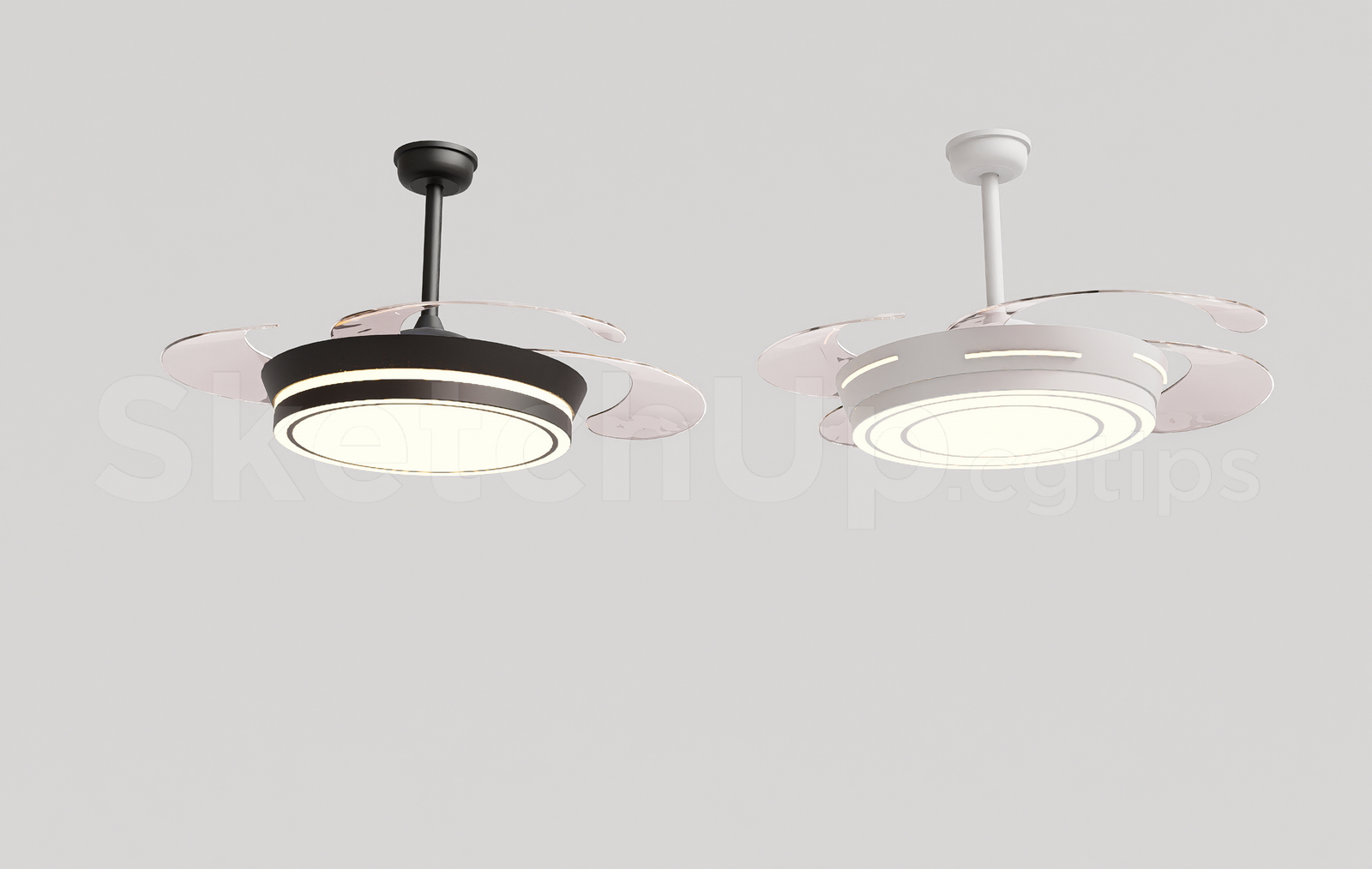 21278. Modern Decorative Ceiling Fan Sketchup 3d Model – Free Download (2)