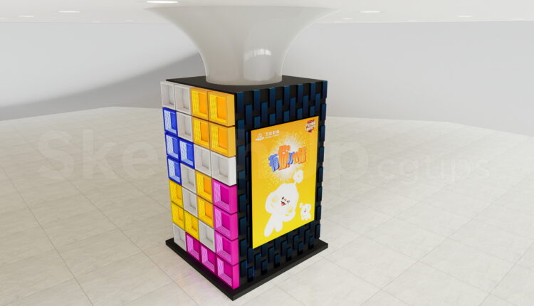 21283. Modern Mall Column Advertising Display Booth Sketchup Model Download (2)