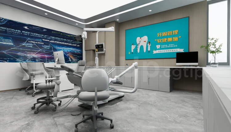 21285. Modern Dental Clinic Interior Room Sketchup Model Download (1)