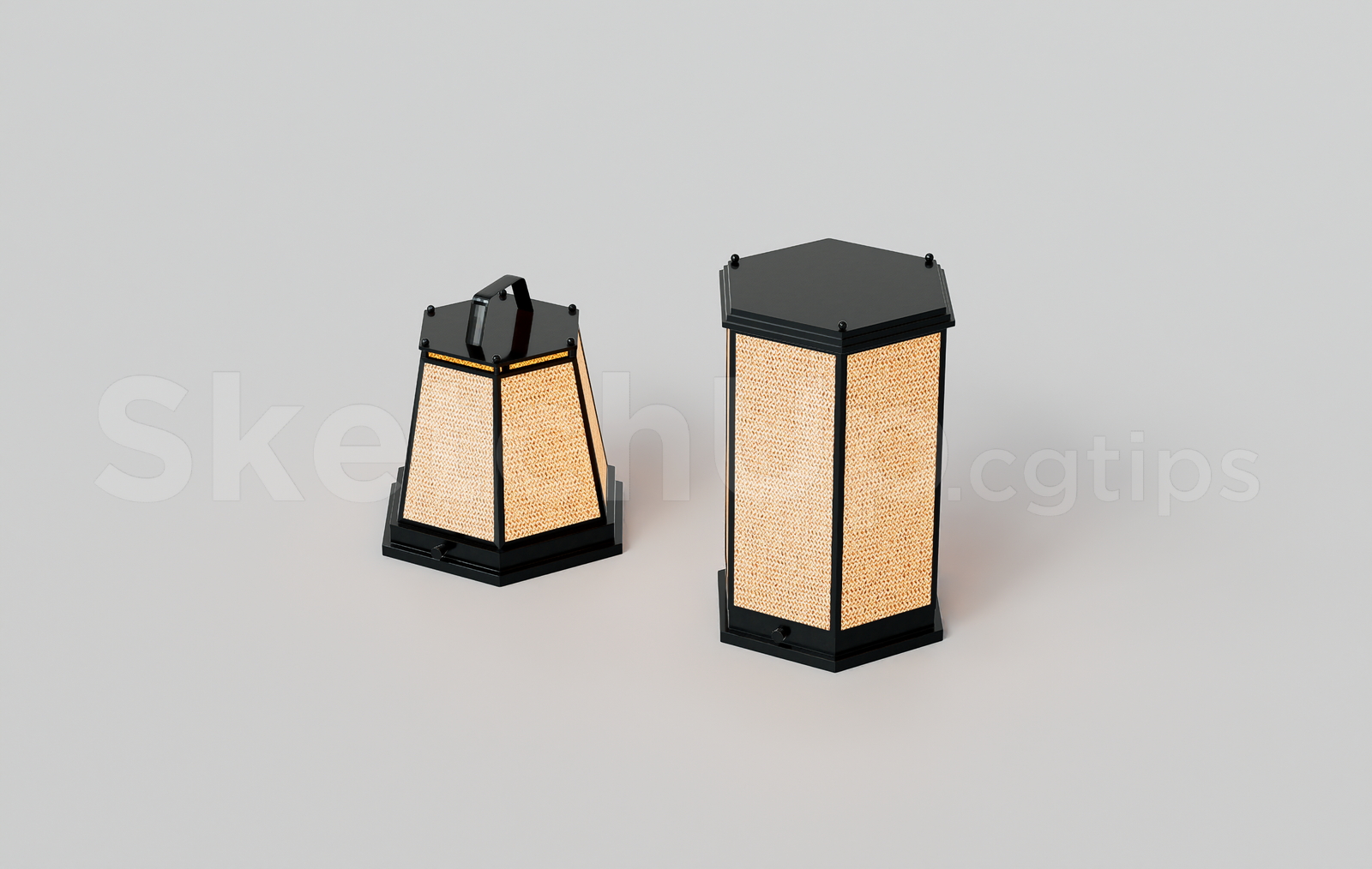 21287. Modern Woven Table Lamp Collection – Sketchup 3d Model Download (2)