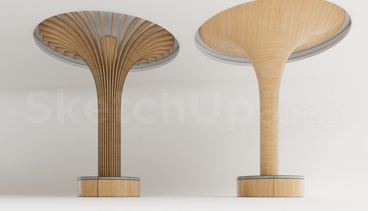 21293. Modern Wooden Tree Column Canopy Structure – 3d Sketchup Model Download (2)