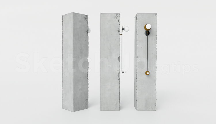 21301. Modern Concrete Wall Sconce Sketchup 3d Model Download (1)