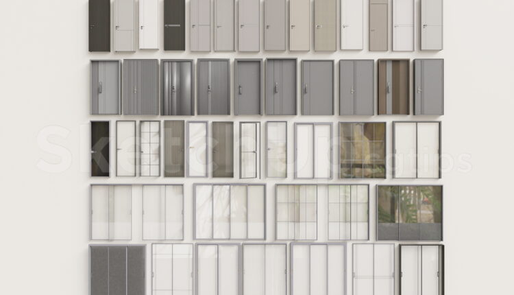 21303. Modern Interior Doors And Glass Sliding Doors Collection – Sketchup 3d Model Download (1)