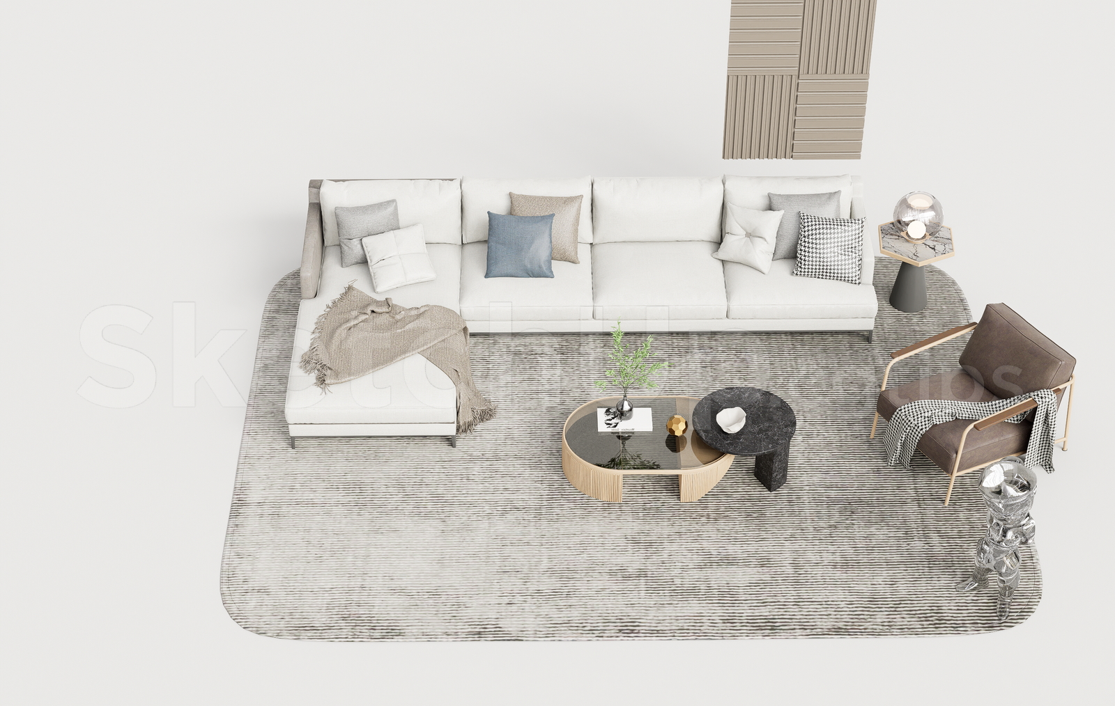 21305. Modern Living Room Sofa Set 3d Sketchup Model Download (1)