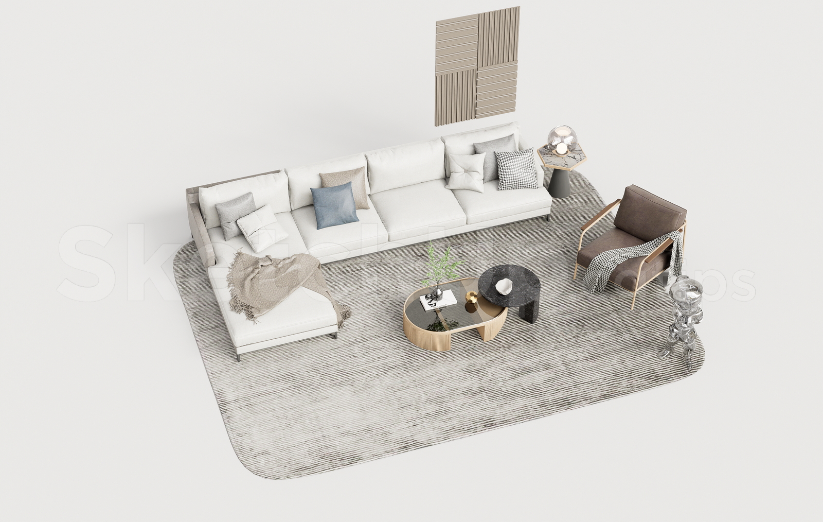 21305. Modern Living Room Sofa Set 3d Sketchup Model Download (2)
