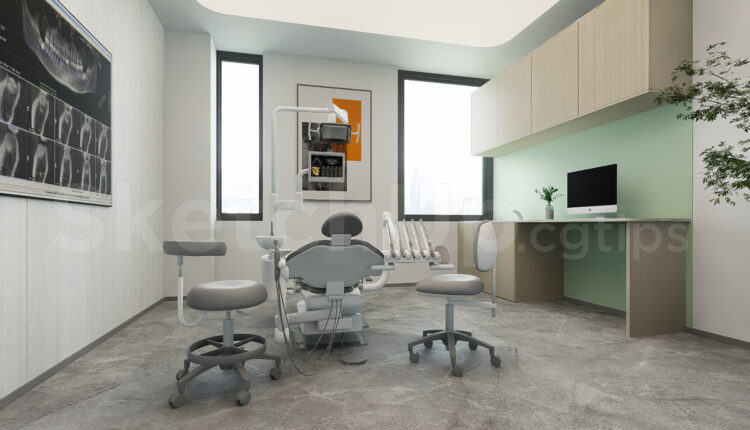 21307. Minimalist Dental Clinic Interior Scene – Sketchup 3d Model Download (1)