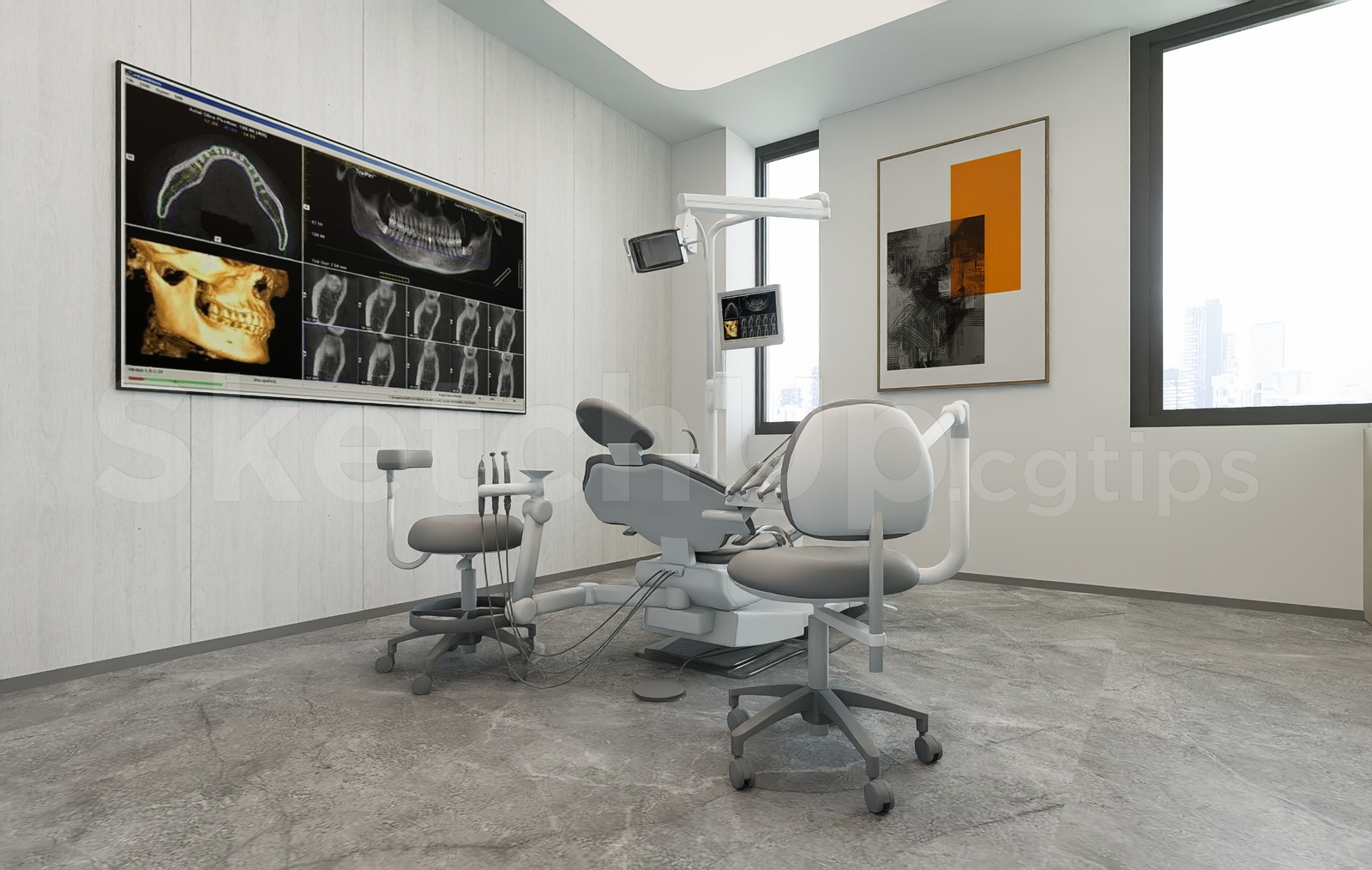 21307. Minimalist Dental Clinic Interior Scene - Sketchup 3d Model Download (2)