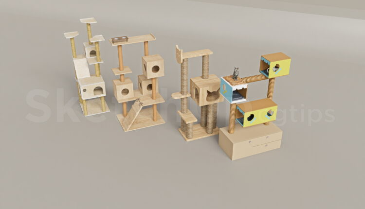 21308. Modern Wooden Cat Condo And Playground Collection – 3d Sketchup Model Download (2)