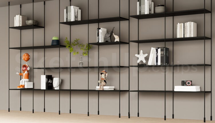 21309. Floor-to-ceiling Metal Frame Bookshelf And Storage Display – 3d Sketchup Model Download (2)