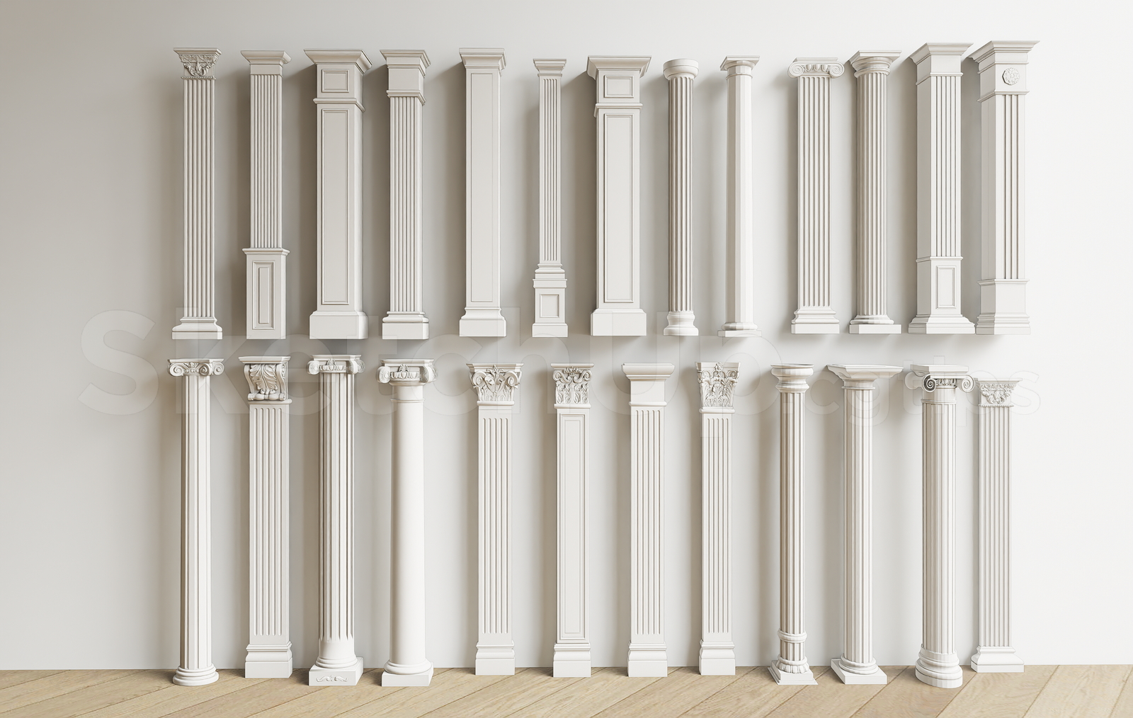 21314. Classic Roman Column Sketchup Model Collection Free Download (1)