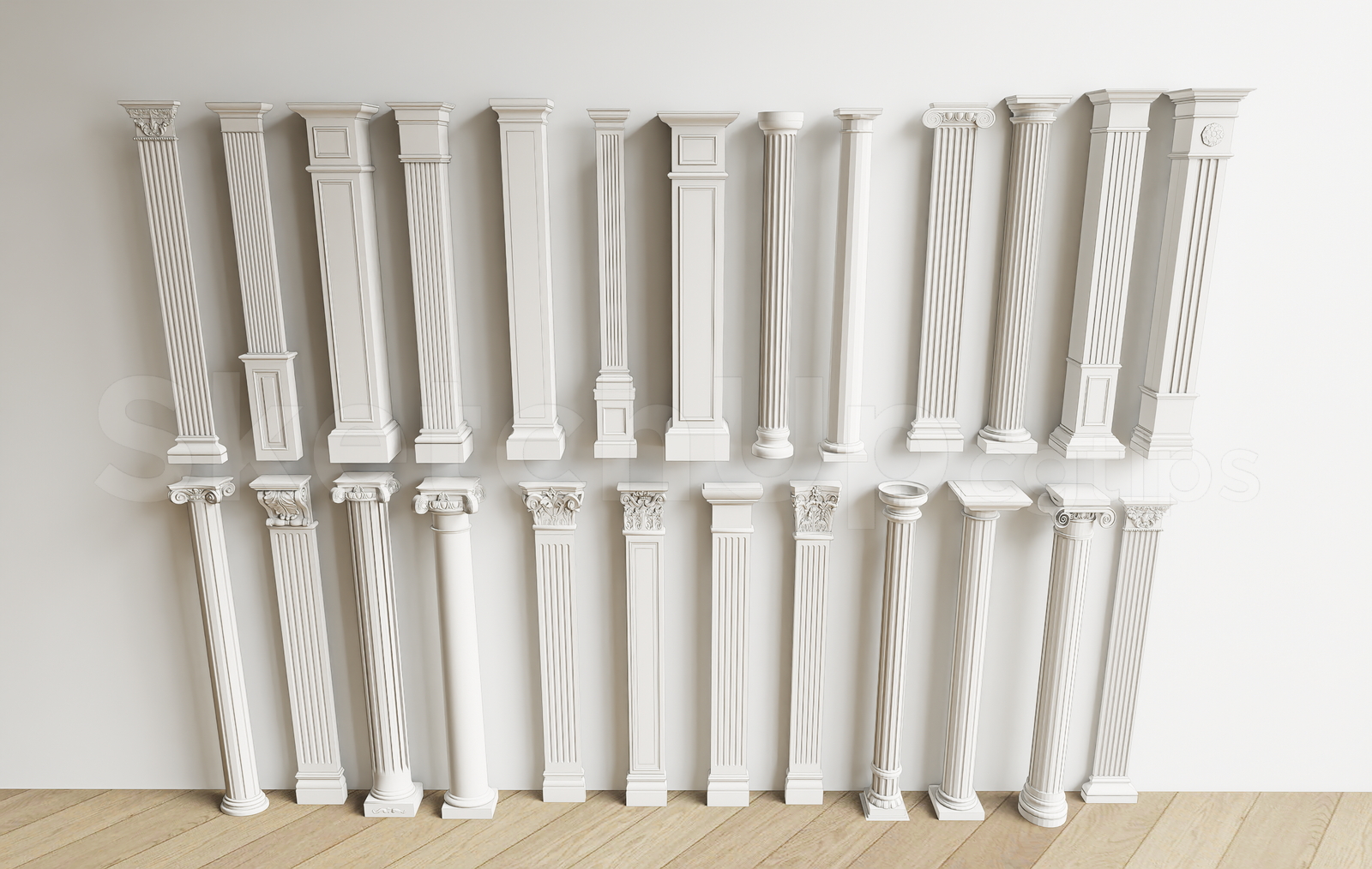 21314. Classic Roman Column Sketchup Model Collection Free Download (2)