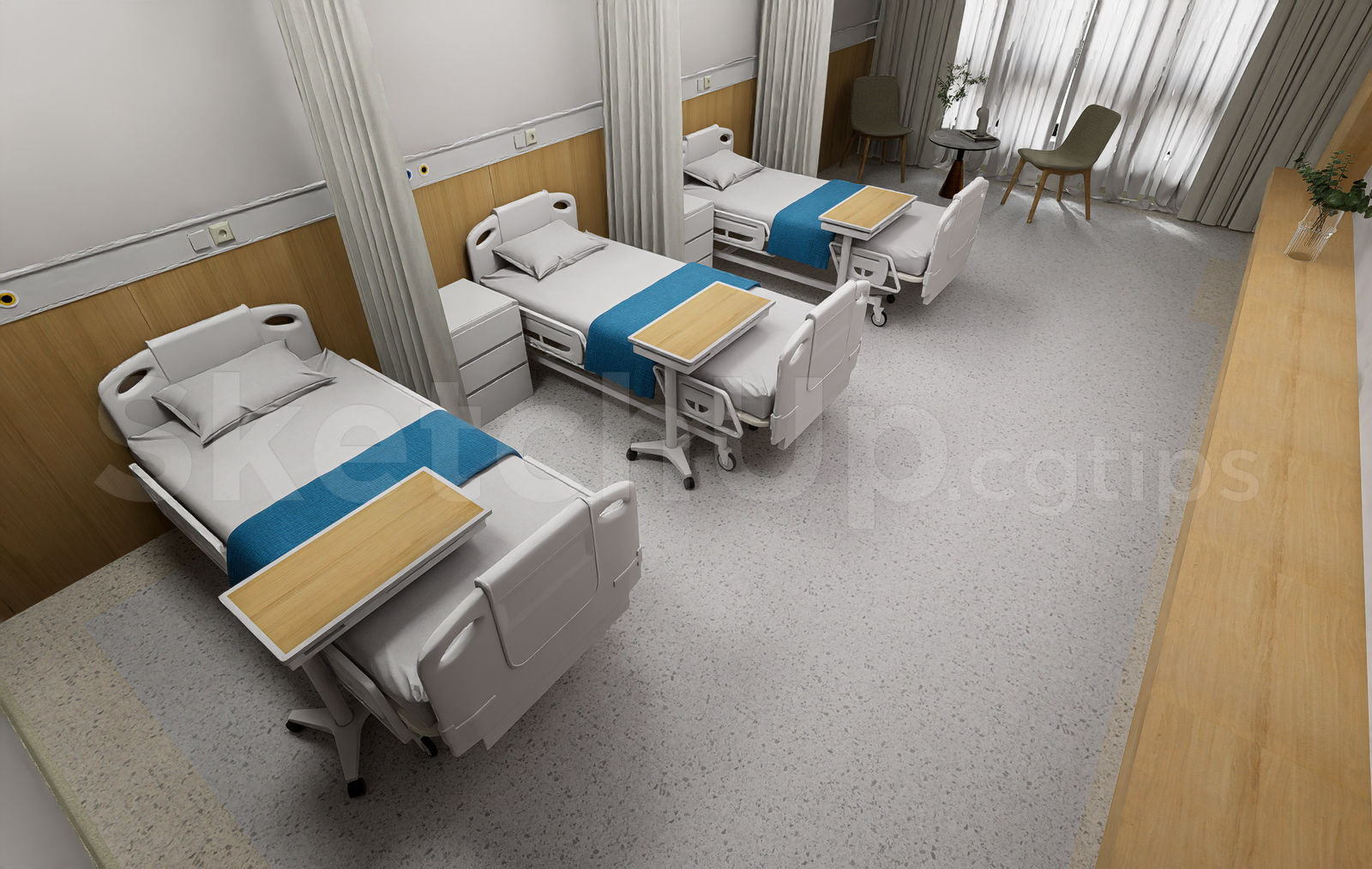 21322.-modern-hospital-patient-room-interior-scene-with-adjustable-beds-sketchup-3d-model-download-1