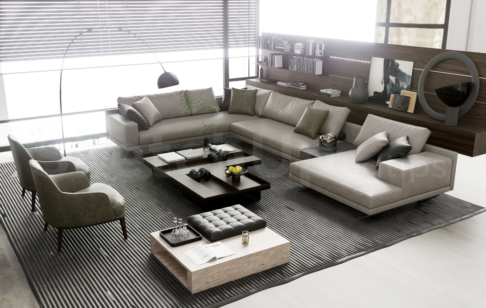 21334. Modern Sectional Sofa Living Room 3d Model Sketchup Download (1)