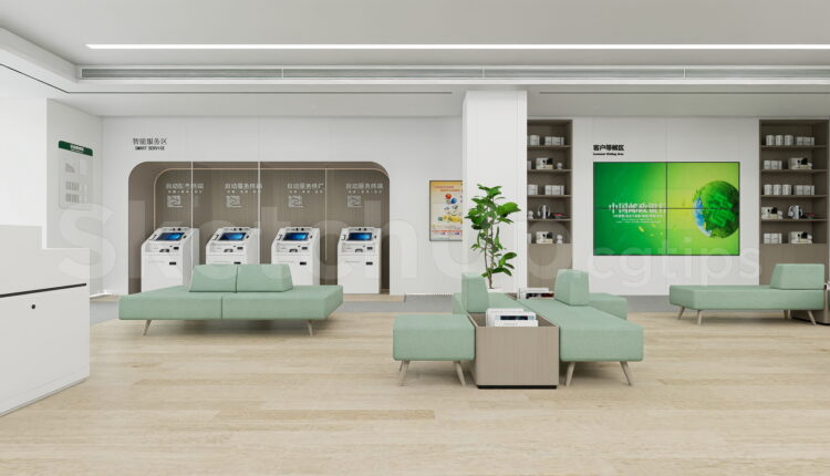 21336. Download Modern Bank Interior Waiting Area Sketchup Model (1)