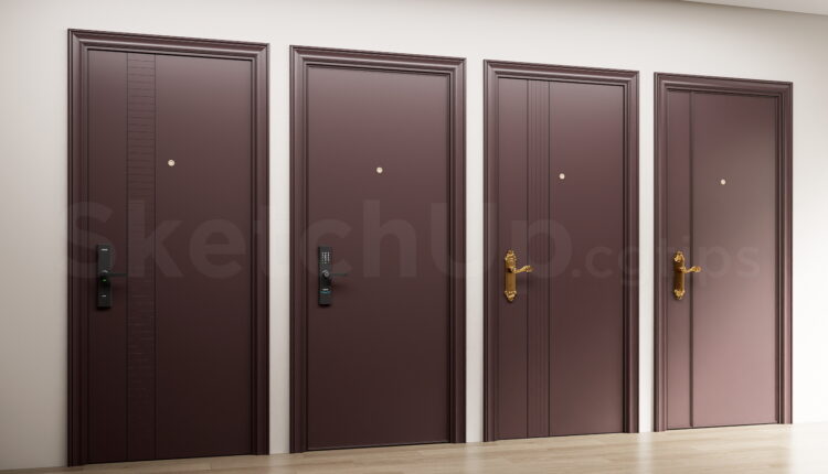 21337. Modern Dark Purple Security Door Collection – Sketchup Model Download (1)