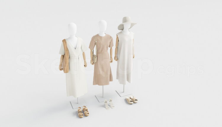 21341. Modern Clothing Store Window Display Mannequins – Sketchup 3d Model Download (2)