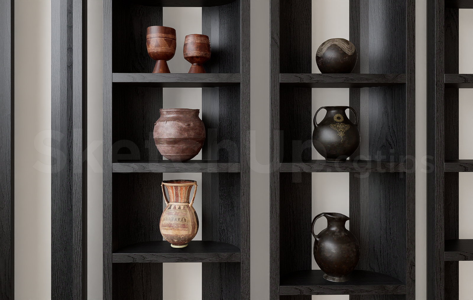21346. Decorative Pottery Vases And Jars – Sketchup 3d Model Download (1)