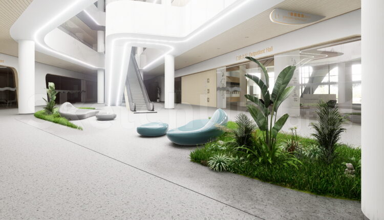 21348. Modern Hospital Main Lobby And Outpatient Hall Interior Design 3d Model Sketchup Download (1)