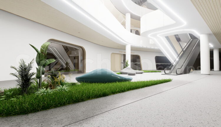 21348. Modern Hospital Main Lobby And Outpatient Hall Interior Design 3d Model Sketchup Download (2)