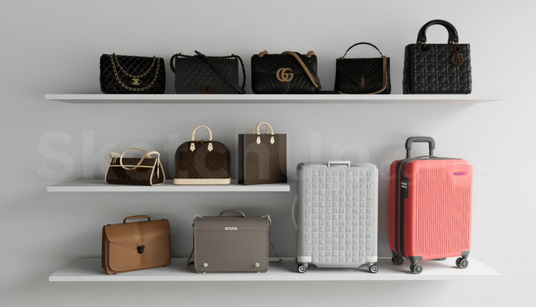 21351. Designer Women Handbags And Suitcases Set Sketchup Model Download (1)
