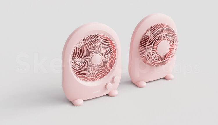 21354. Minimalist Pink Air Circulator Fan Sketchup Model Download (2)