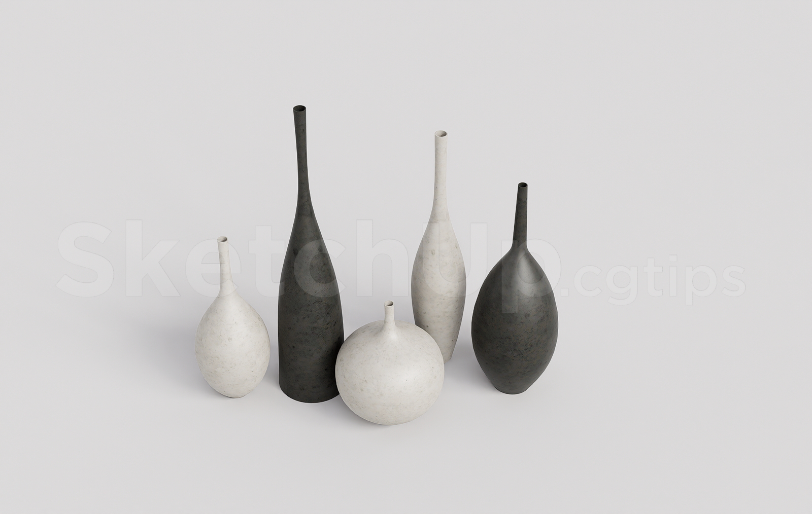 21359. Wabi-sabi Ceramic Decorative Vases Sketchup 3d Model Download (2)
