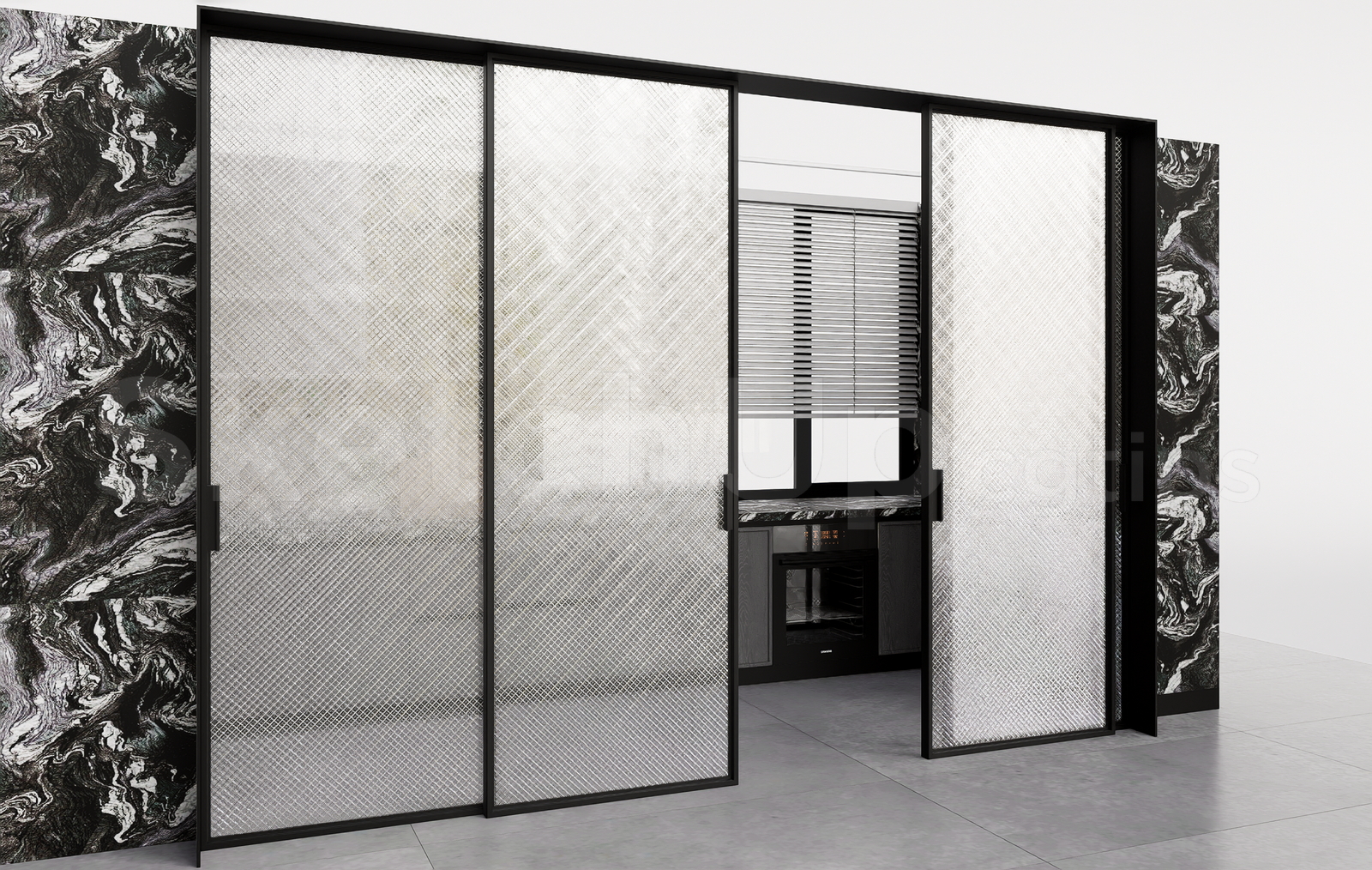 21361. Modern Interior Sliding Glass Door Sketchup Model Download (2)