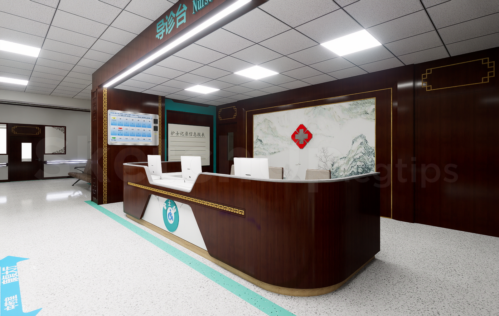 21364. Hospital Reception Desk And Nurse Station Sketchup Model Download (2)