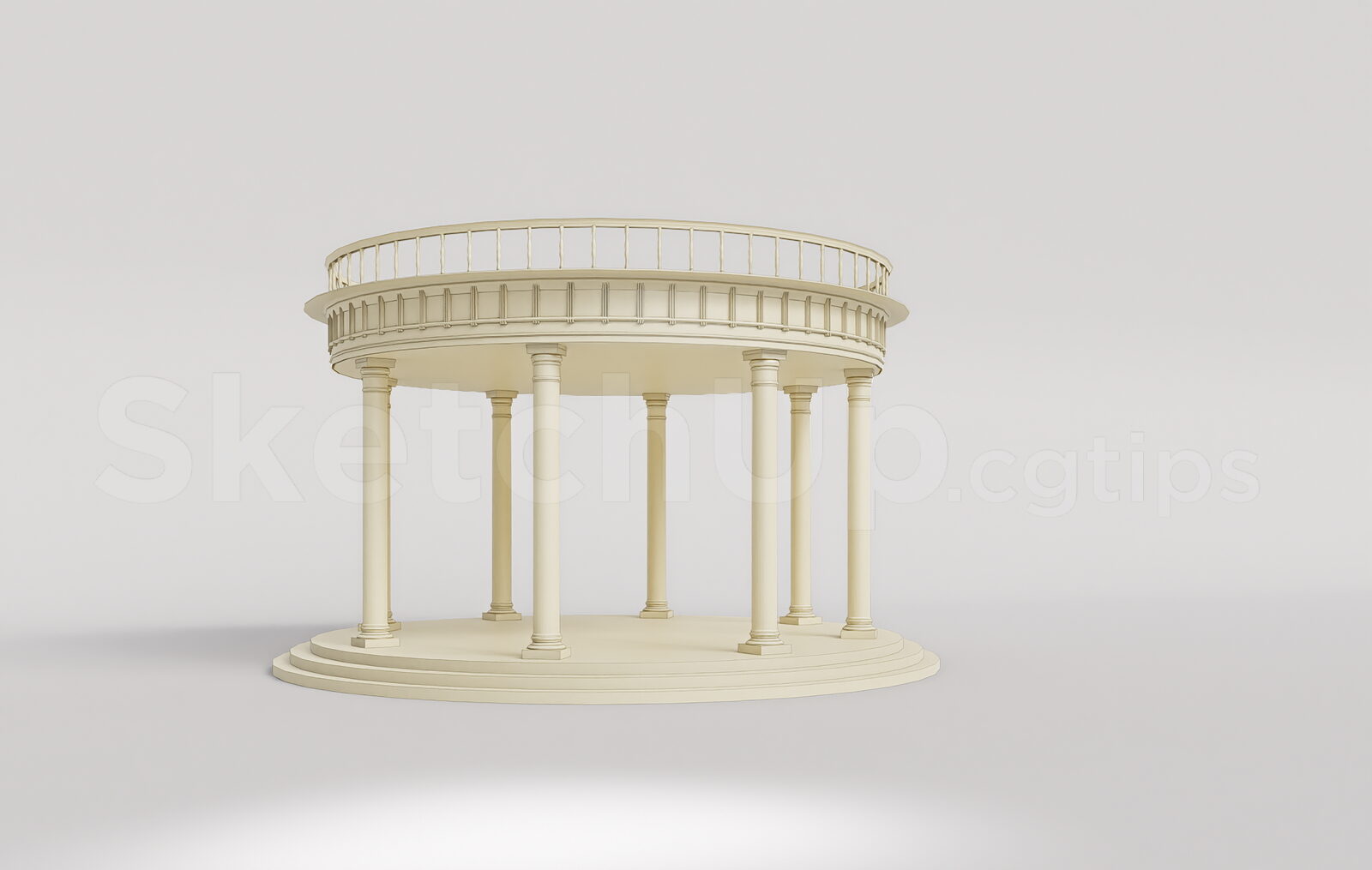 21381. Classic Garden Pavilion With Wrought Iron Details Sketchup Model Download
