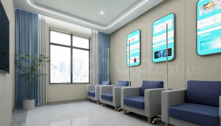 21383. Modern Hospital Infusion Lounge Interior Design Sketchup Model Download (1)