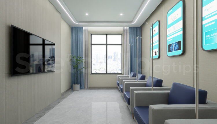 21383. Modern Hospital Infusion Lounge Interior Design Sketchup Model Download (2)