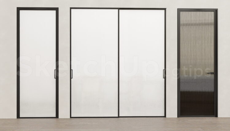 21385. Modern Frosted And Fluted Glass Door Collection 3d Sketchup Model Download (1)