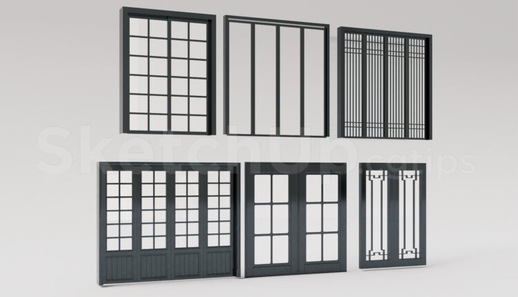 21390. Modern Metal Door And Window Collection – Sketchup 3d Model Download (2)