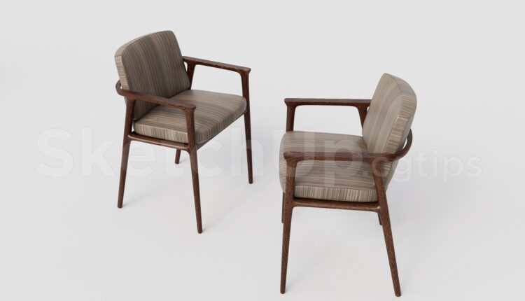 21392. Mid-century Walnut Wooden Armchair 3d Model Free Download (2)