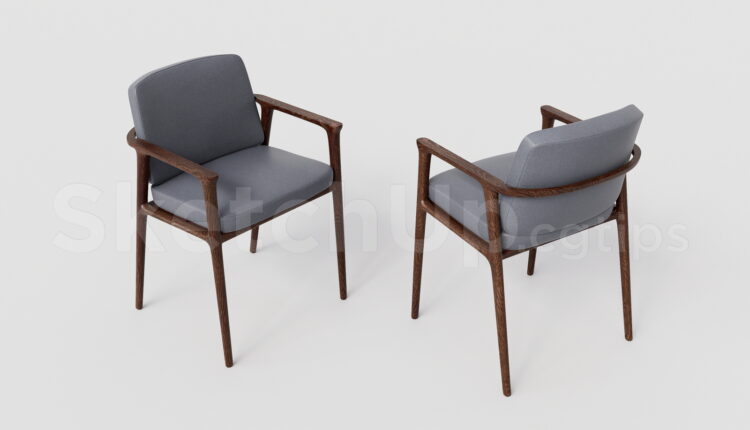 21392. Mid-century Walnut Wooden Armchair 3d Model Free Download (3)