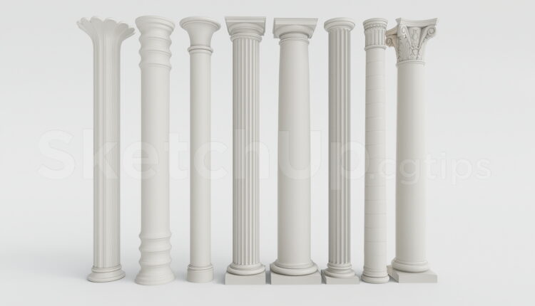 21393. Neoclassical Roman And Greek Column Set 3d Model Free Download (2)