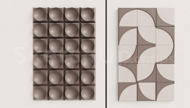 21394. Modern 3d Geometric Decorative Wall Panel Sketchup Model Download (1)