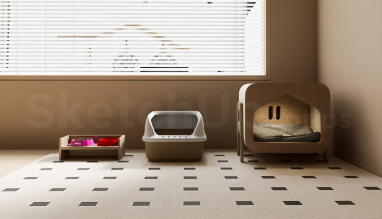 21398. Modern Pet Care Corner Furniture Set Sketchup Model Free Download (1)