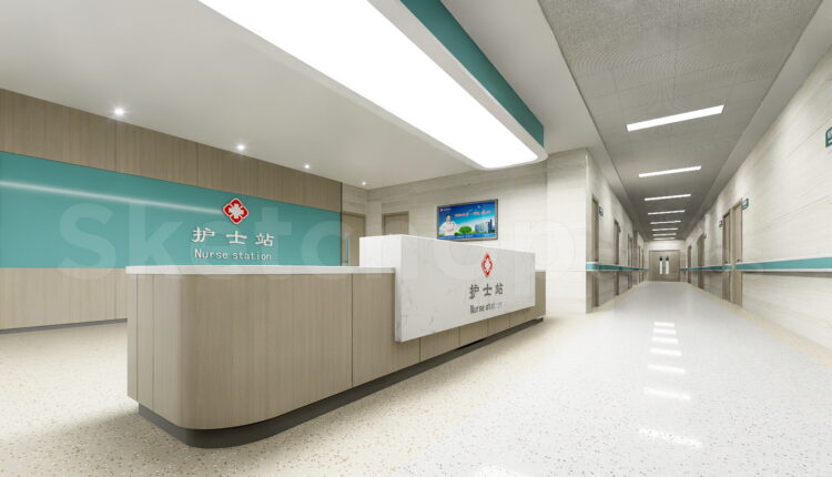 21405. Modern Hospital Nurse Station Reception Desk Sketchup Model Download (1)