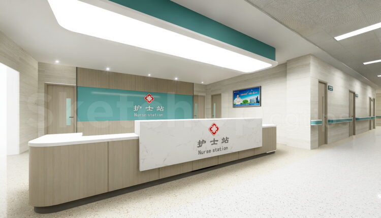 21405. Modern Hospital Nurse Station Reception Desk Sketchup Model Download (2)