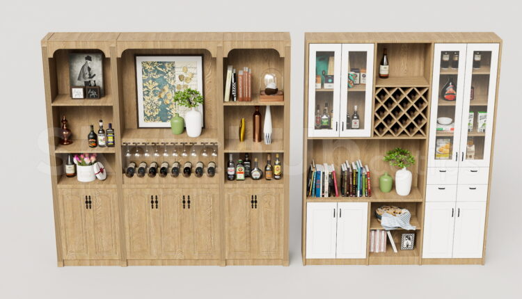 21407. Modern Wooden Wine Cabinet And Display Cupboard Sketchup Model Download (2)