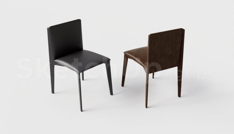 21421. Modern Leather Dining Chair Set Sketchup 3d Model Download (1)
