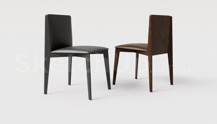 21421. Modern Leather Dining Chair Set Sketchup 3d Model Download (2)