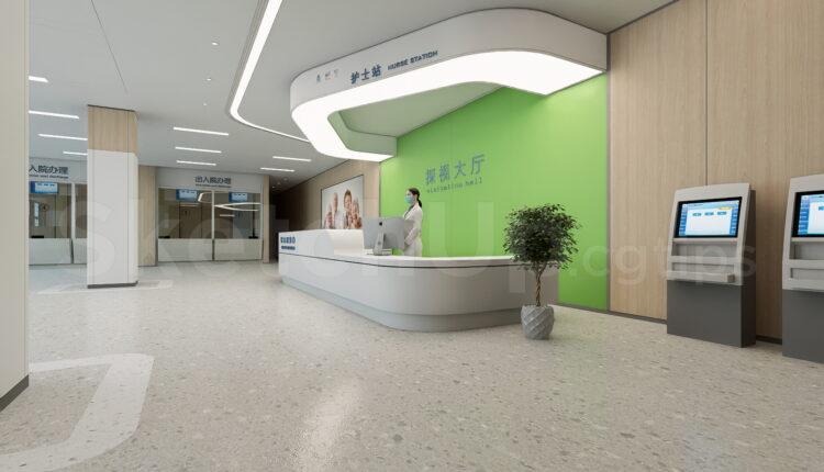 21422. Modern Hospital Reception Hall And Nurse Station Sketchup 3d Model Download (1)