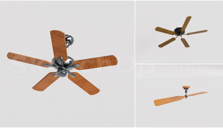 21428. Modern Vintage Ceiling Fans Collection With Led Lights Sketchup Model Download (1)