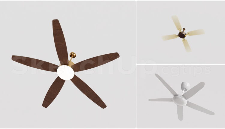 21428. Modern Vintage Ceiling Fans Collection With Led Lights Sketchup Model Download (2)